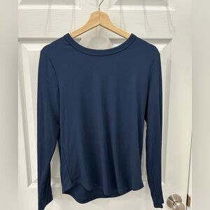 No Boundaries Navy Ribbed Long-Sleeve Crewneck Top